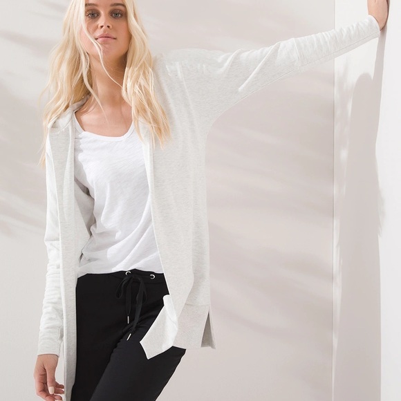 Soma Sweaters - New Soma Wknd Wrap Soft Weekend Light Grey Terry Hood Cardigan Lounge Jacket XL